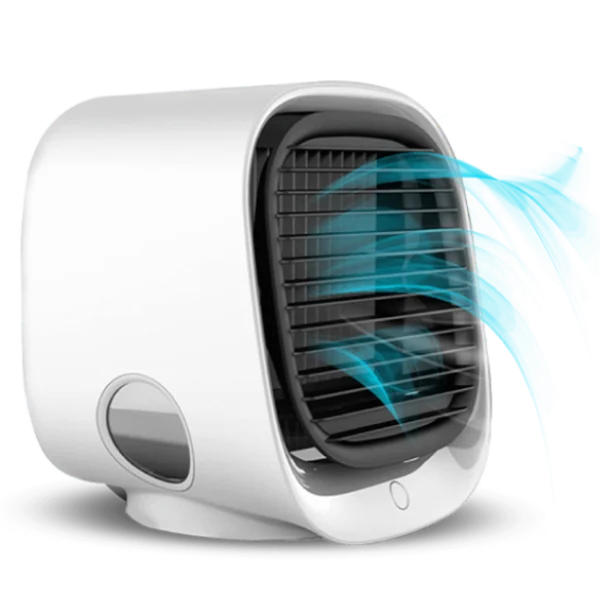 AiraBreeze em detalhe com fluxo de ar azul