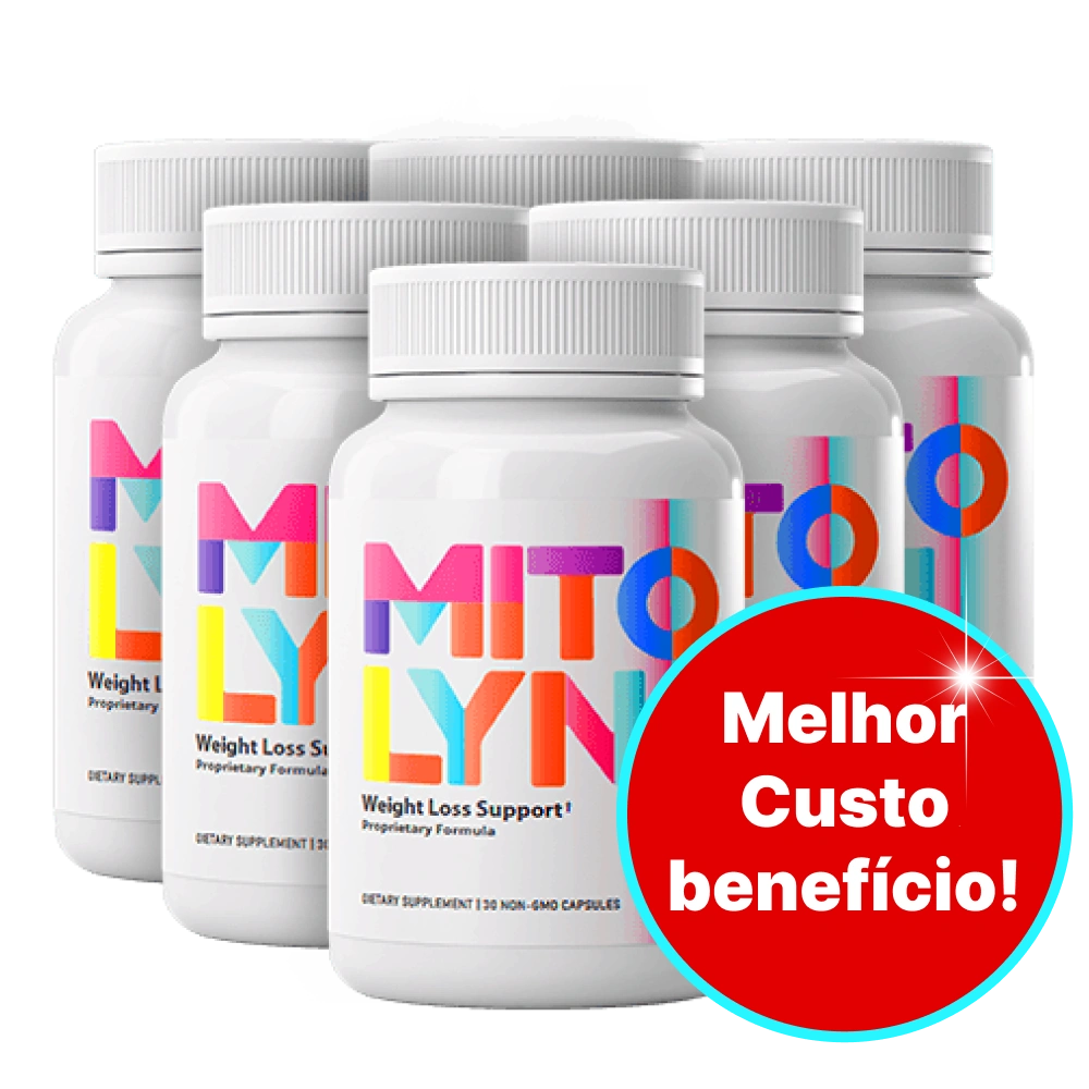 Frasco do suplemento Mitolyn com 30 cápsulas, fórmula natural para bem-estar e energia celular