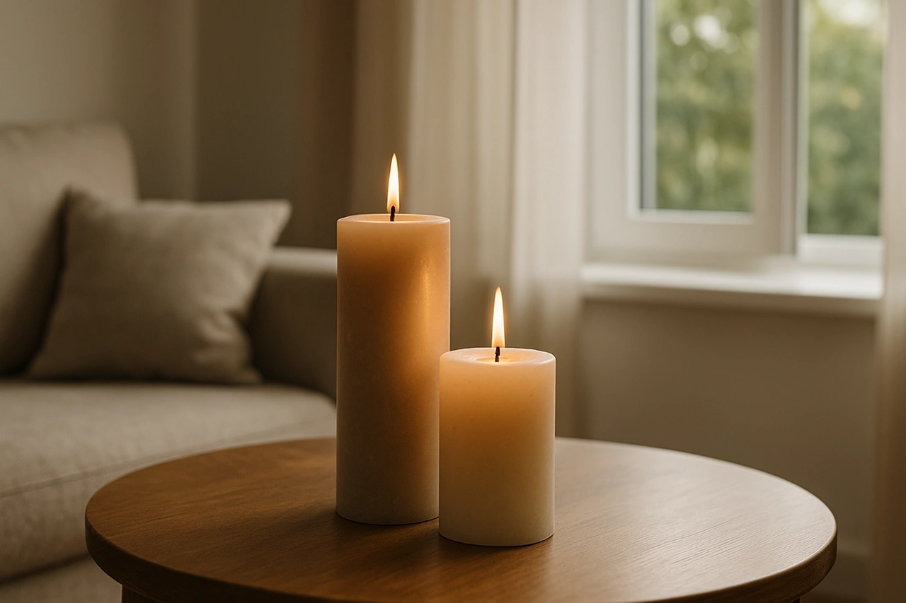 Velas perfumadas em ambiente ventilado