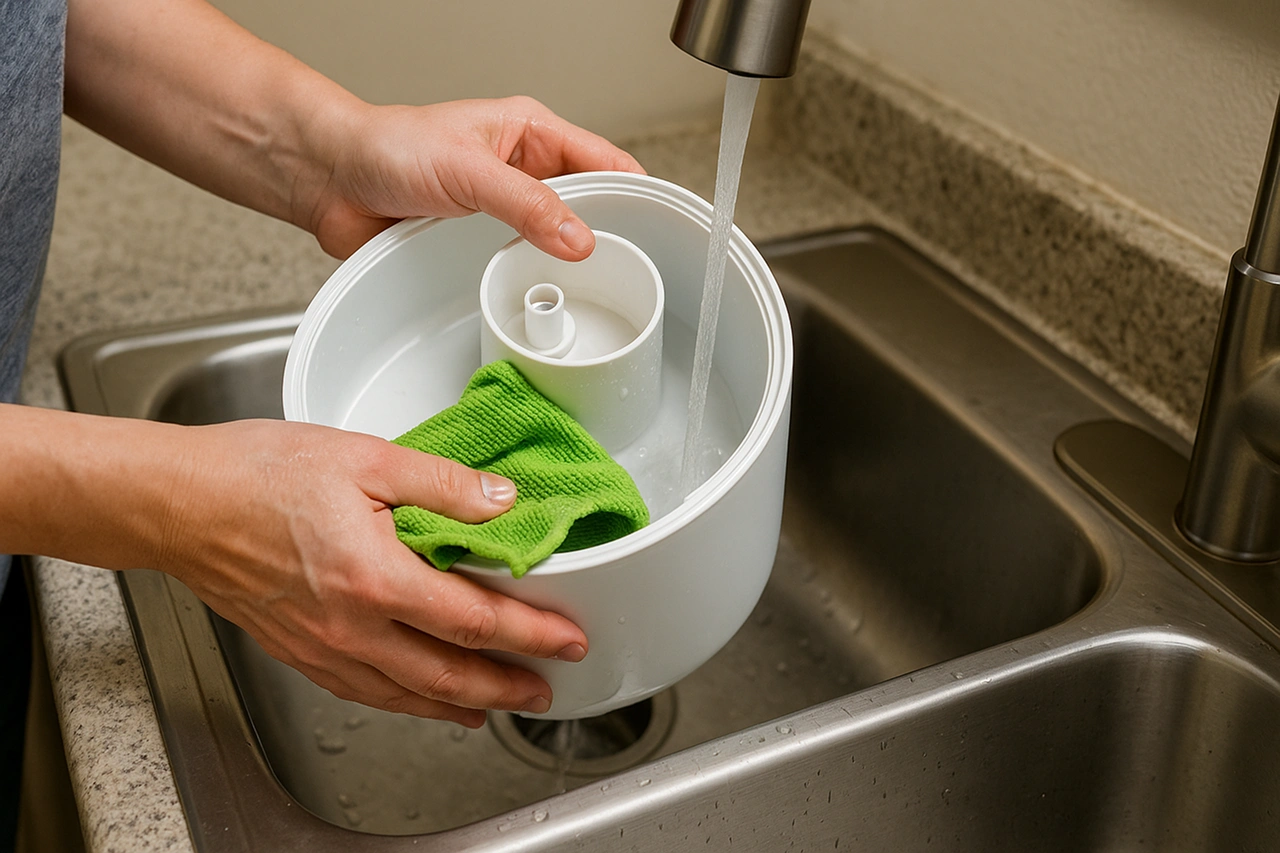 Limpeza correta de um humidificador doméstico