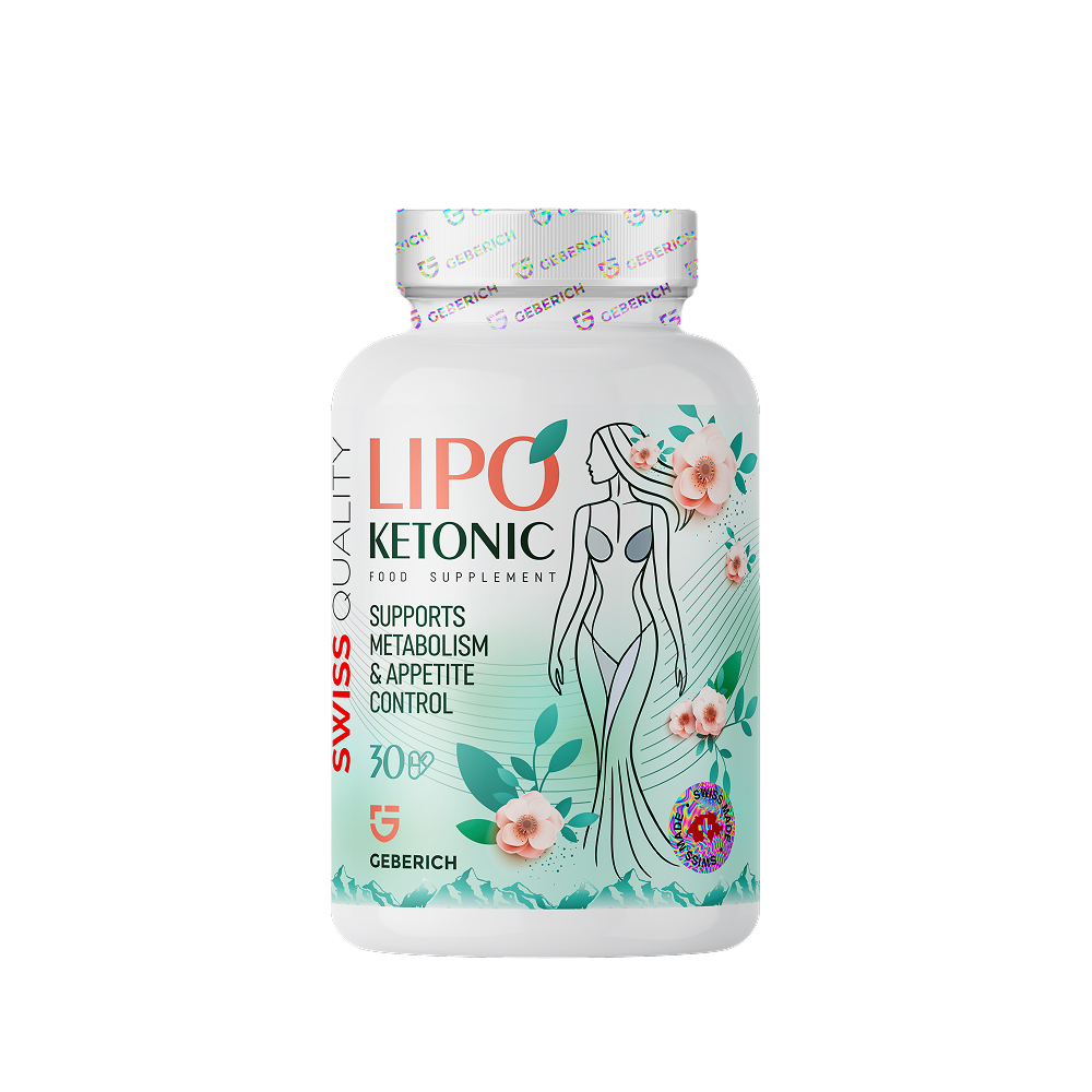 Embalagem de Lipoketonic, suplemento alimentar em cápsulas para apoio ao metabolismo, controlo do apetite e rotina de controlo de peso