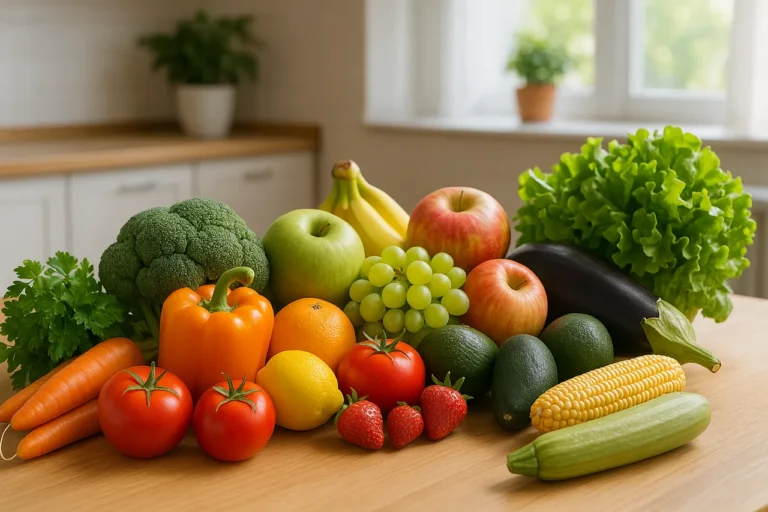 Alimentos naturais frescos e coloridos para uma dieta saudável