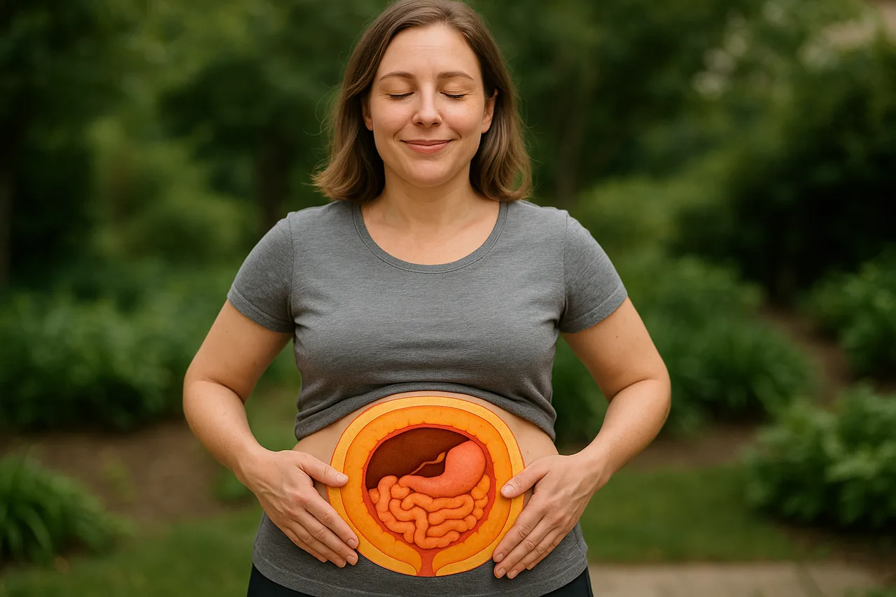 Ilustração da área da gordura visceral no organismo feminino, com foco na zona abdominal