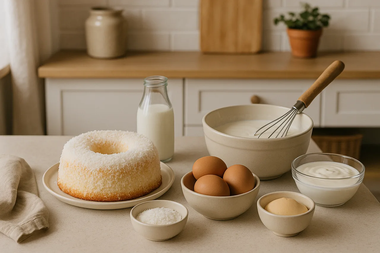 Preparação do Doce dos Anjos com ingredientes naturais à vista