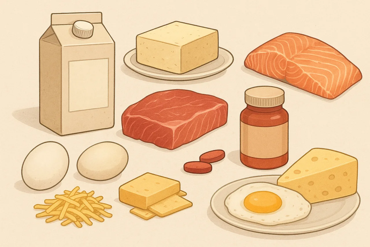 Ilustração de fontes para Repor Vitamina B12