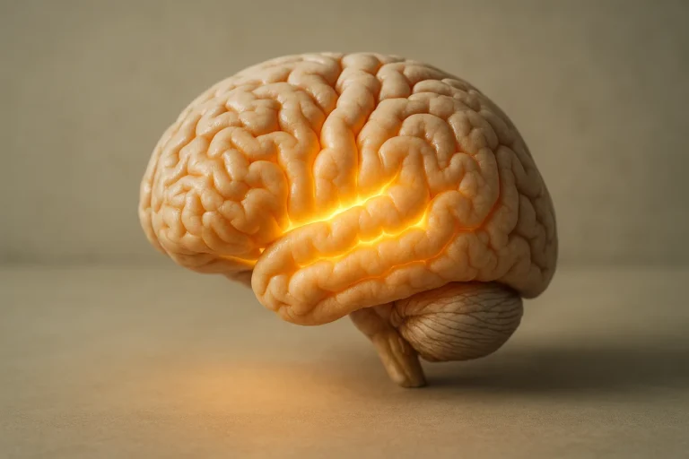 Ilustração de cérebro luminoso simbolizando saúde cognitiva e prevenção do Alzheimer