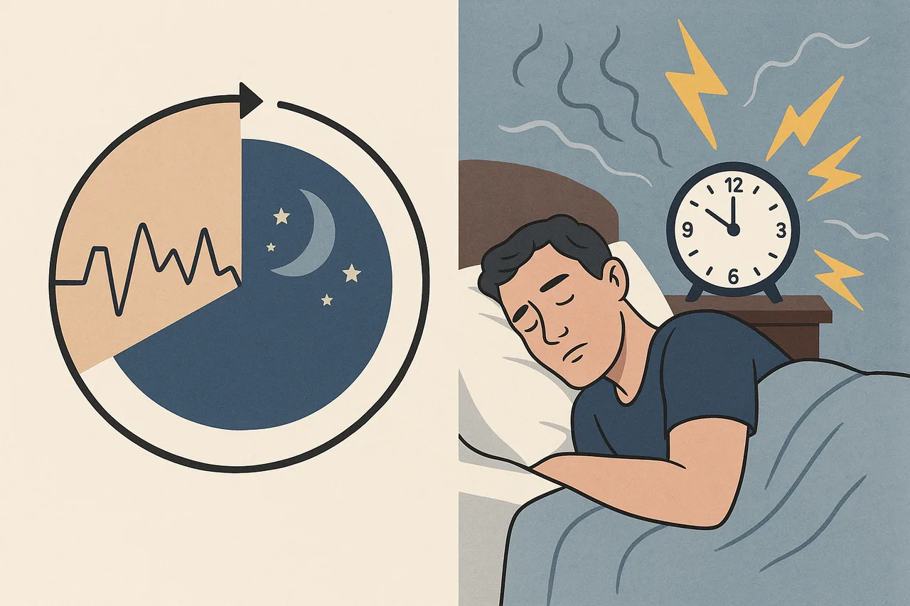 Ilustração do ciclo do sono e acordar às 3 da Manhã